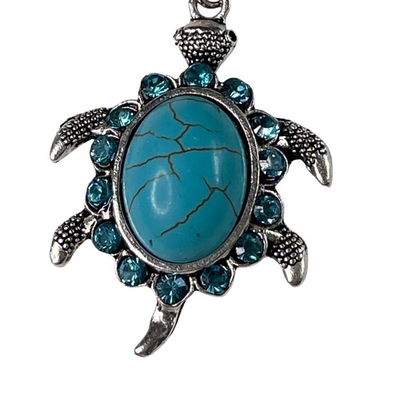 Turquoise Rhinestone Turtle Pendant Necklace Women Lady Jewelry Fashion Boho u - Picture 2 of 4